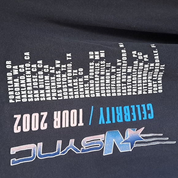 Vintage N’Sync Celebrity Tour 2002 Tour Tshirt Made In USA Size L Band Tshirt - Picture 6 of 11